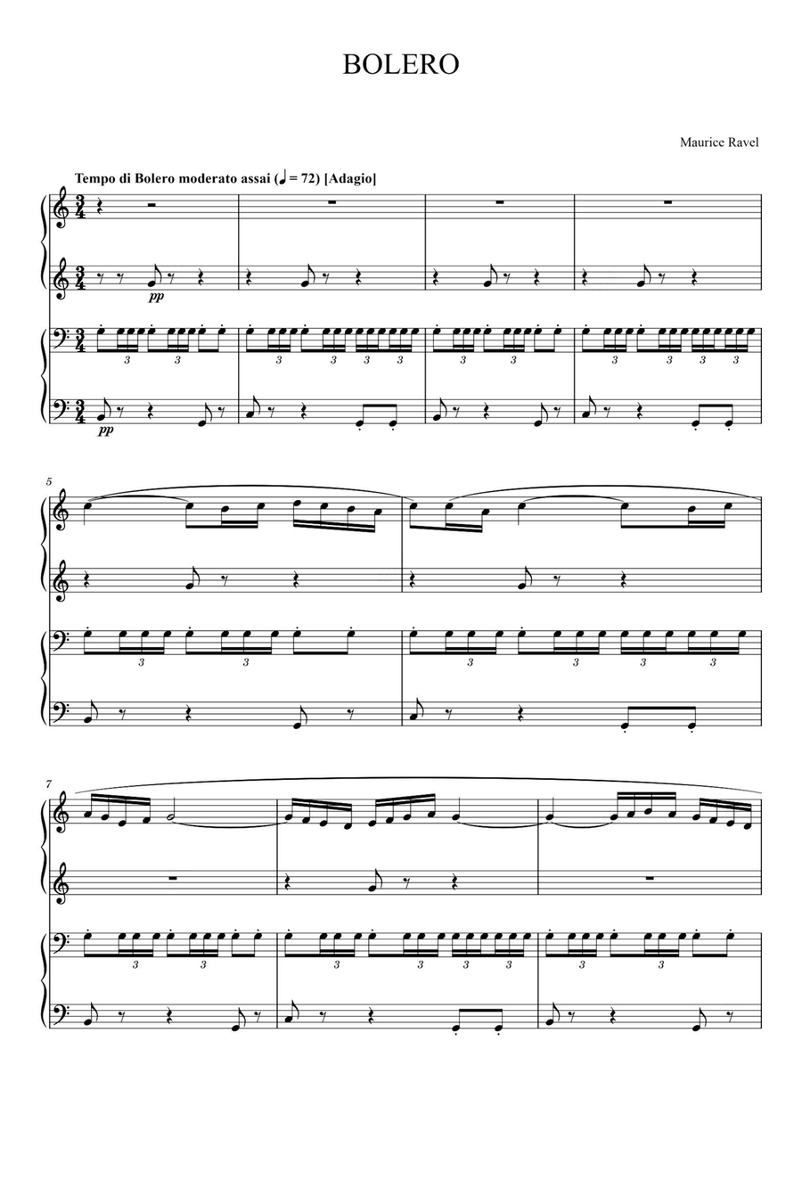 BOLERO - Maurice Ravel BOLERO - Maurice Ravel 1 Piano, 4-Hands scores gallery preview page 1