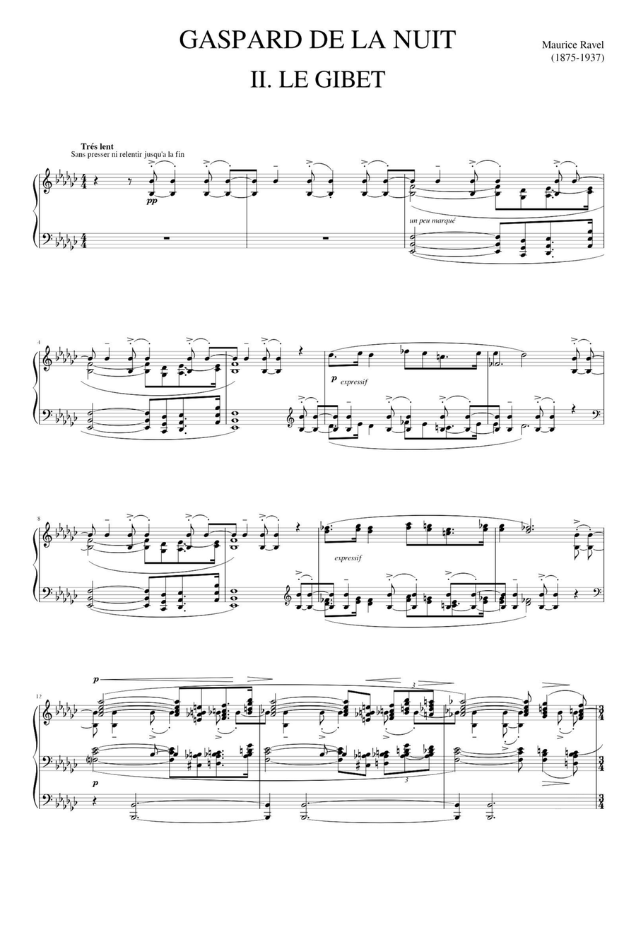 Le Gibet - No.2 from Gaspard de la Nuit - Maurice Ravel Piano Solo scores gallery preview page 1