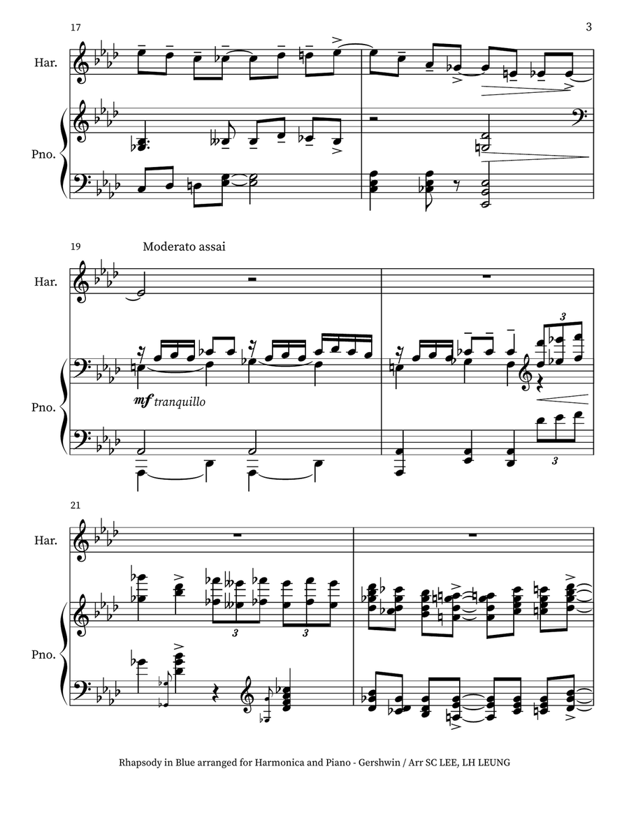 Rhapsody in Blue arranged for Harmonica and Piano Piano scores gallery preview page 4