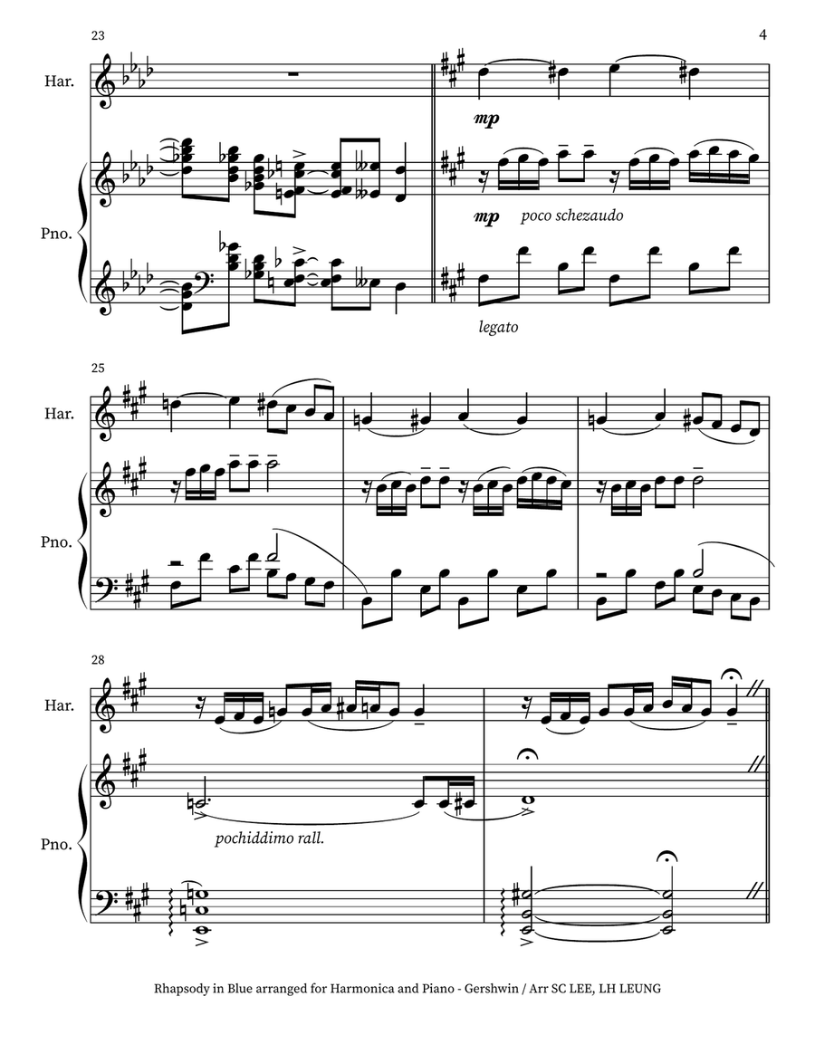 Rhapsody in Blue arranged for Harmonica and Piano Piano scores gallery preview page 5