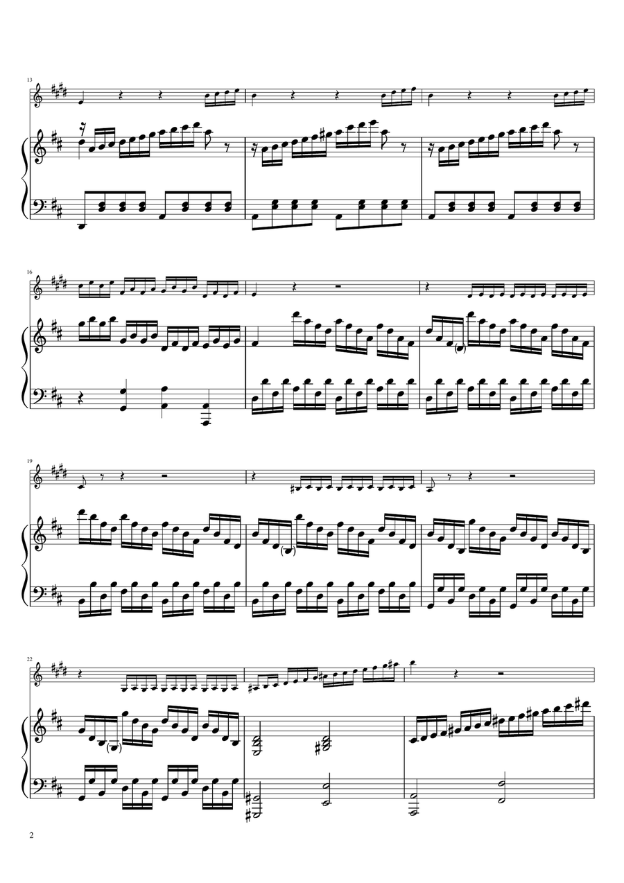 Sonta for 2 Pianos D major KV448 K6.375a / Bass Clarinet & Piano Bass Clarinet scores gallery preview page 2