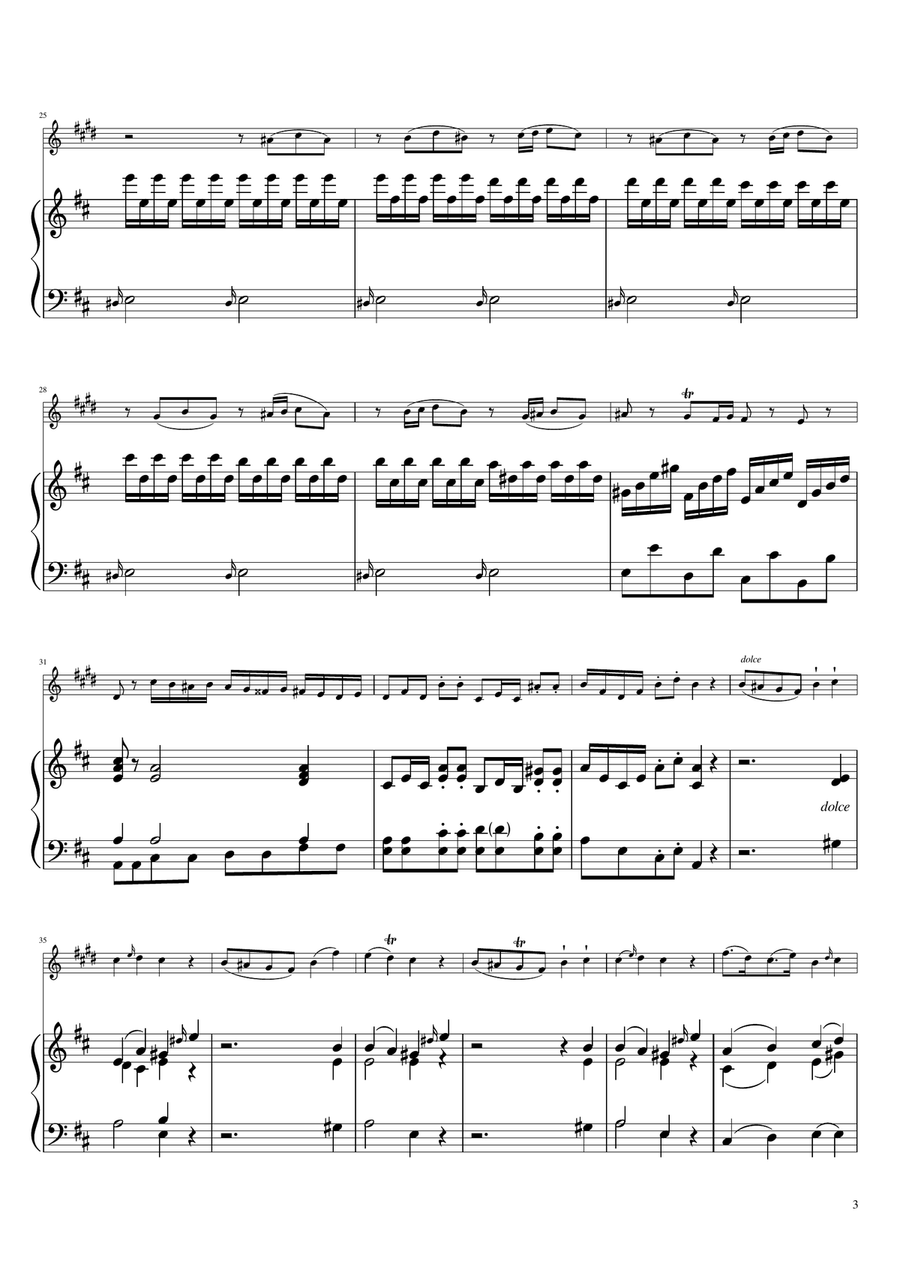 Sonta for 2 Pianos D major KV448 K6.375a / Bass Clarinet & Piano Bass Clarinet scores gallery preview page 3