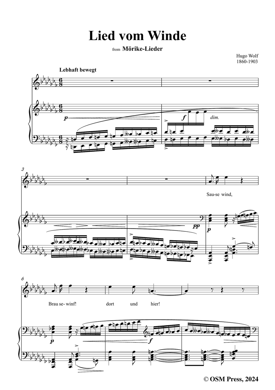 H. Wolf-Lied vom Winde,in a flat minor Piano, Vocal scores gallery preview page 3