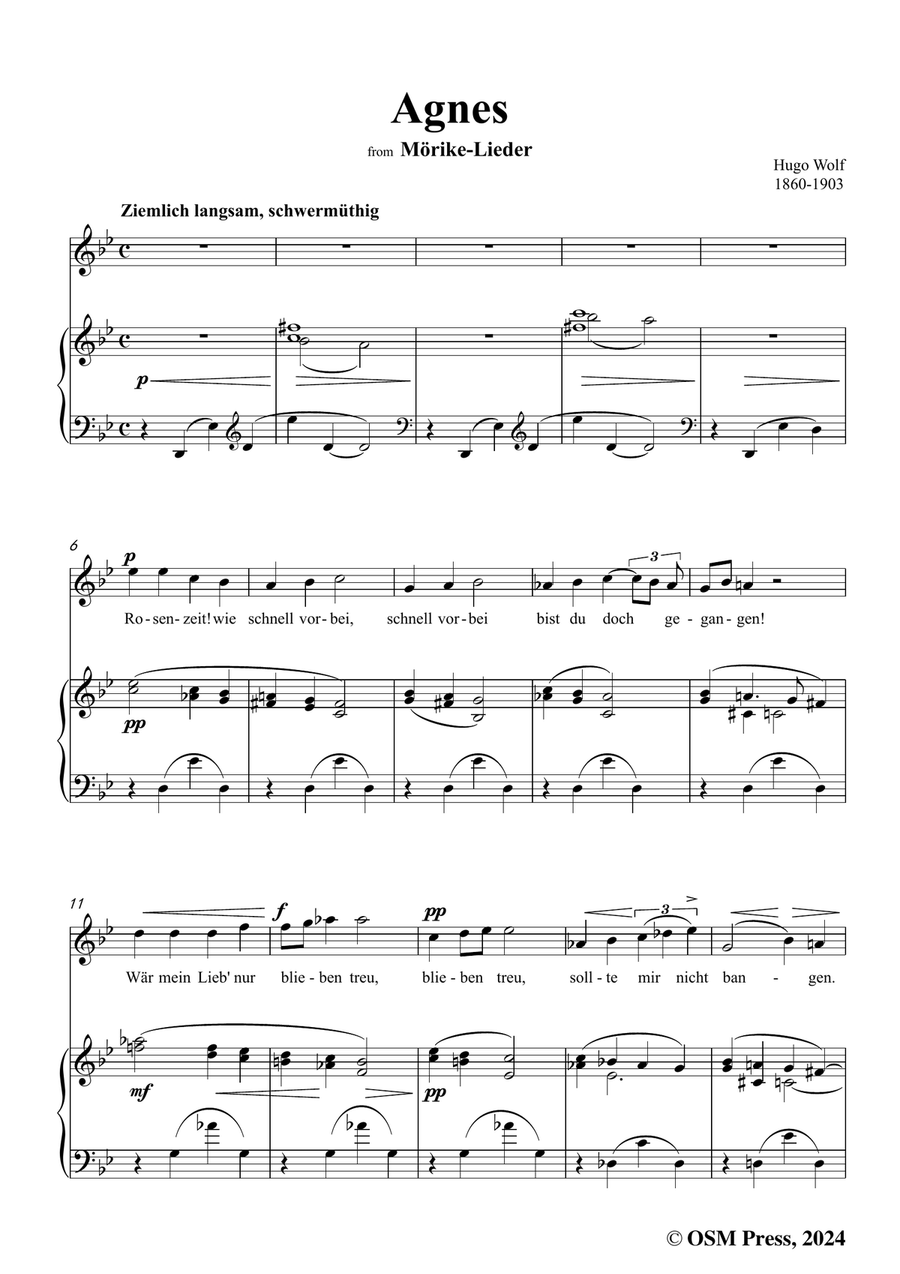 H. Wolf-Agnes,in g minor by Hugo Wolf Piano, Vocal - Digital Sheet Music page 3