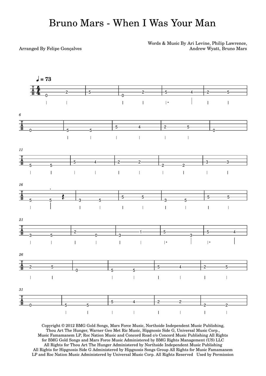 When I Was Your Man When I Was Your Man Acoustic Guitar scores gallery preview page 1