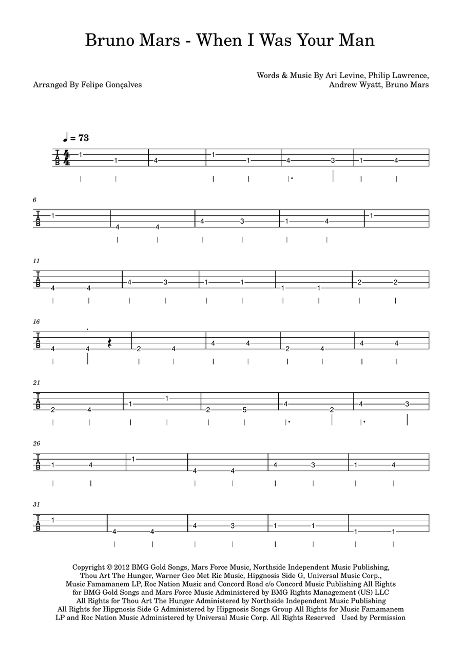 When I Was Your Man When I Was Your Man Acoustic Guitar scores gallery preview page 1