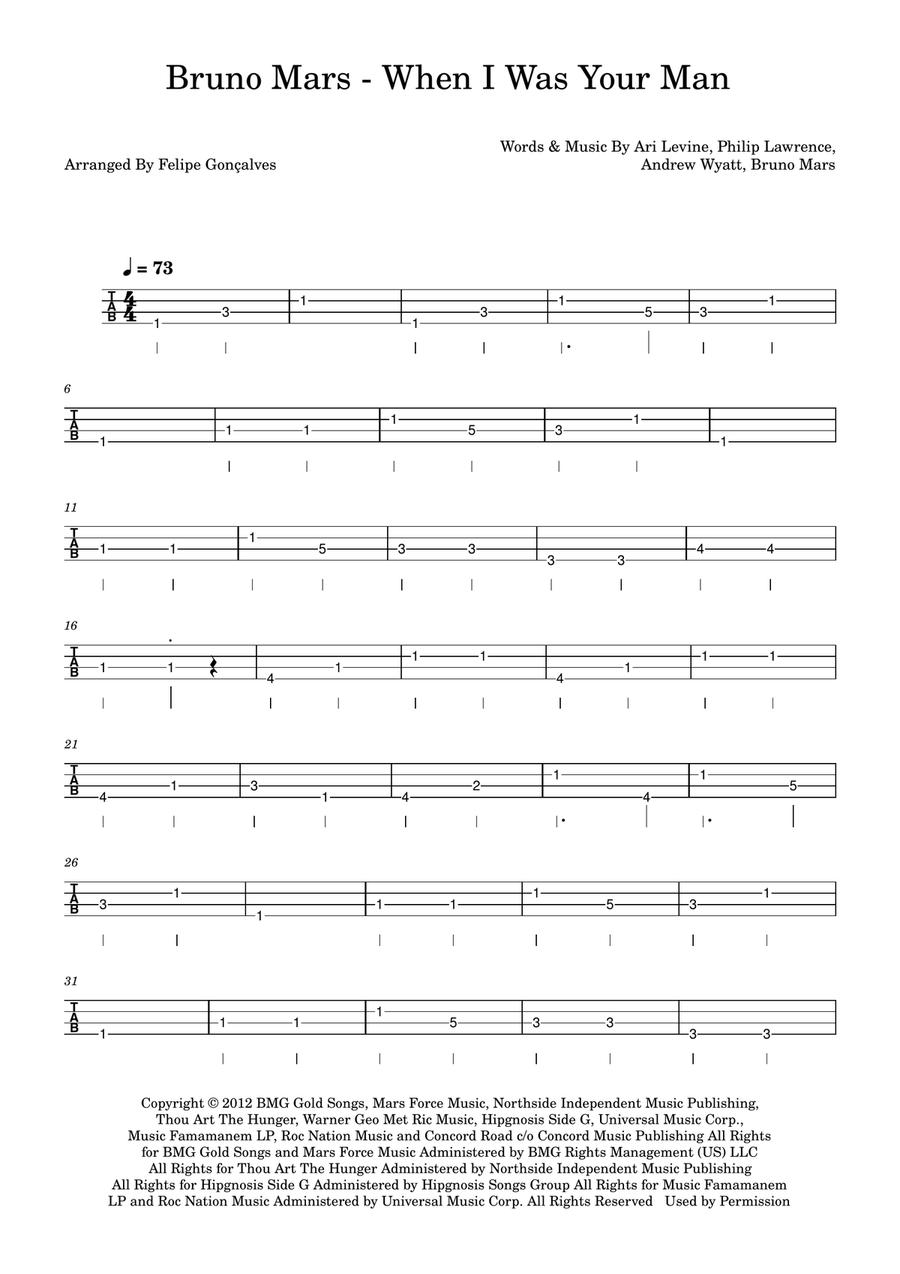 When I Was Your Man When I Was Your Man Acoustic Guitar scores gallery preview page 1