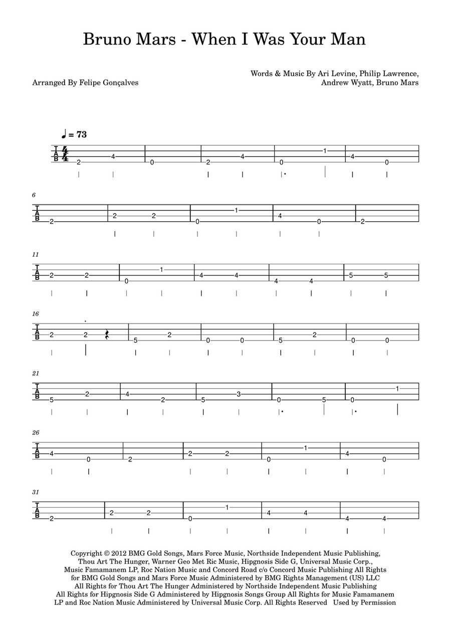 When I Was Your Man When I Was Your Man Acoustic Guitar scores gallery preview page 1