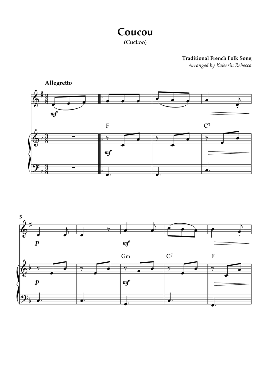 Coucou (Cuckoo) Coucou (Cuckoo) Tenor Saxophone scores gallery preview page 1