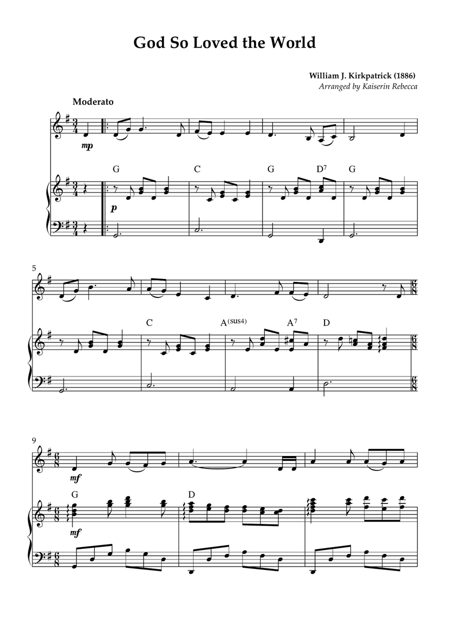 God So Loved the World God So Loved the World Violin Solo scores gallery preview page 1