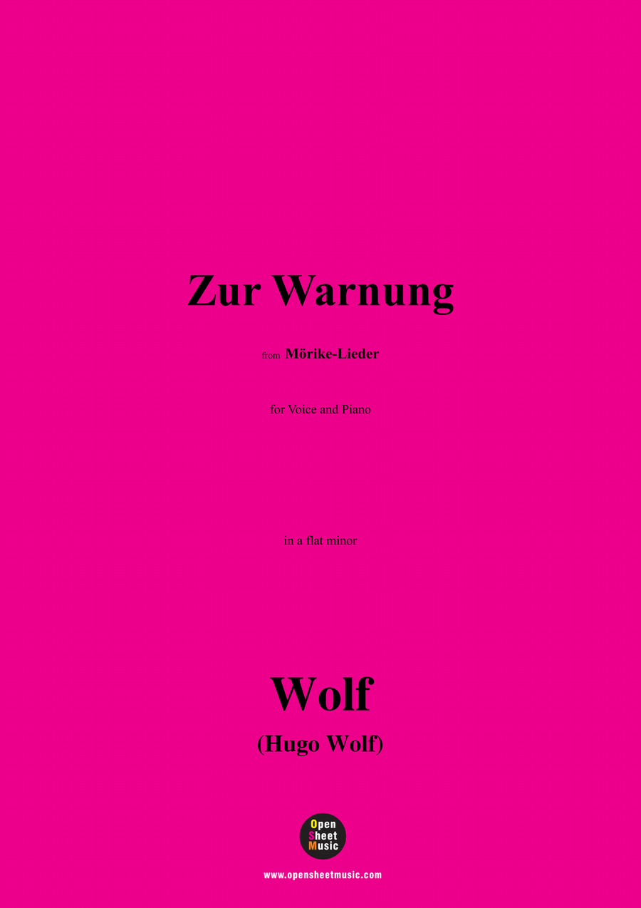 H. Wolf-Zur Warnung,in a flat minor Piano, Vocal scores gallery preview page 1