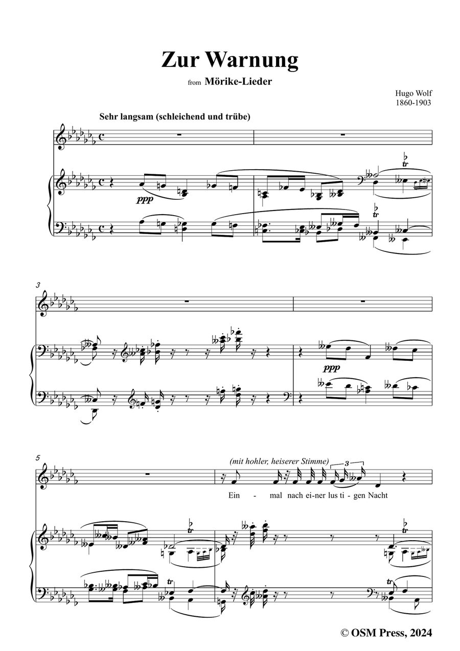 H. Wolf-Zur Warnung,in a flat minor Piano, Vocal scores gallery preview page 3