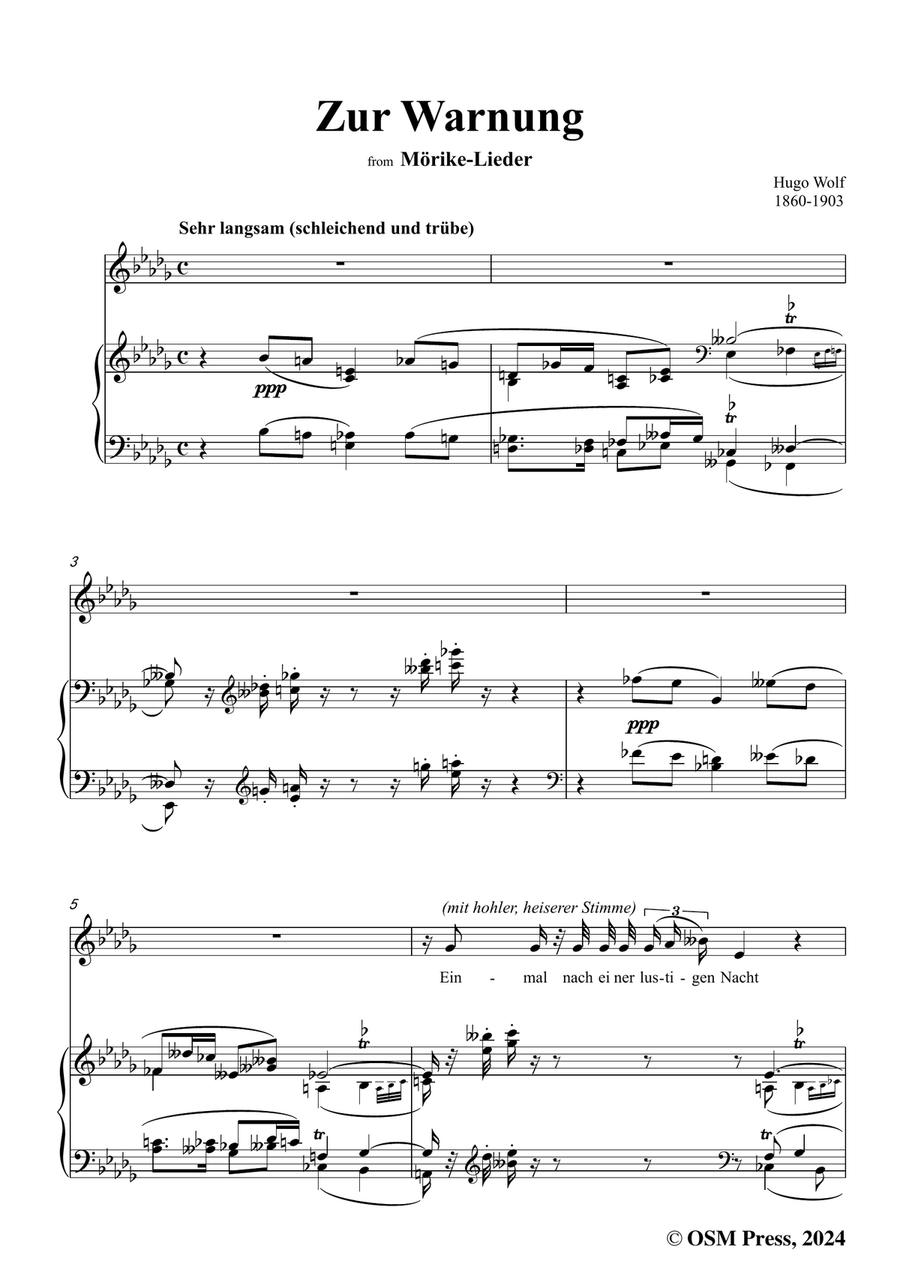 H. Wolf-Zur Warnung,in b flat minor Piano, Vocal scores gallery preview page 3