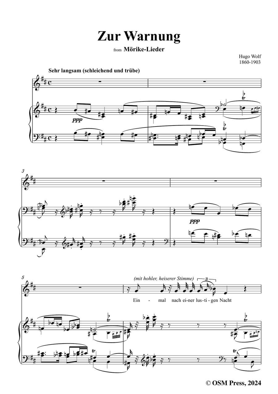 H. Wolf-Zur Warnung,in b minor Piano, Vocal scores gallery preview page 3