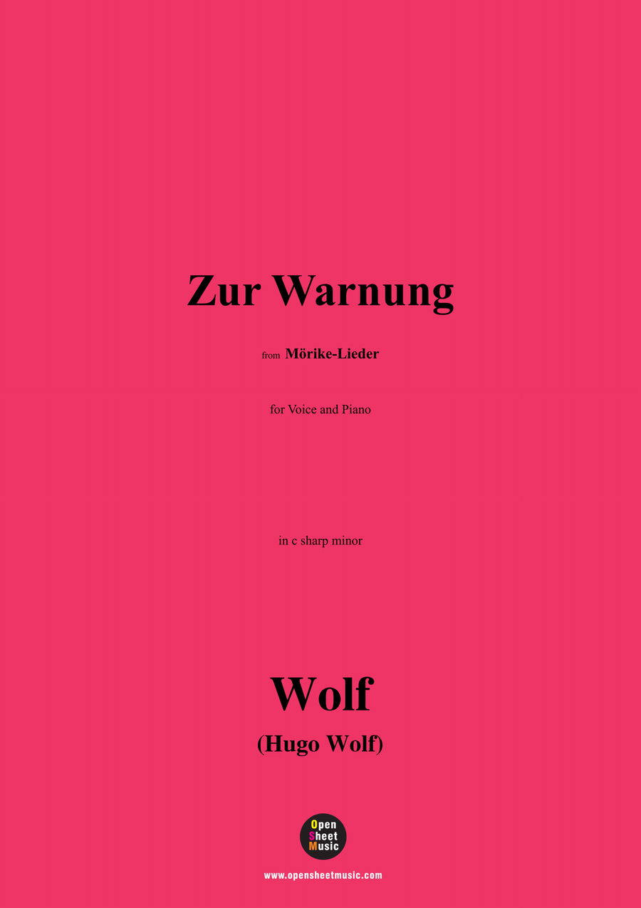 H. Wolf-Zur Warnung,in c sharp minor Piano, Vocal scores gallery preview page 1