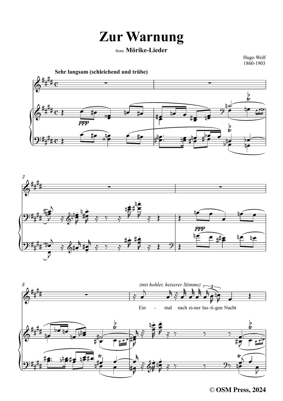 H. Wolf-Zur Warnung,in c sharp minor Piano, Vocal scores gallery preview page 3