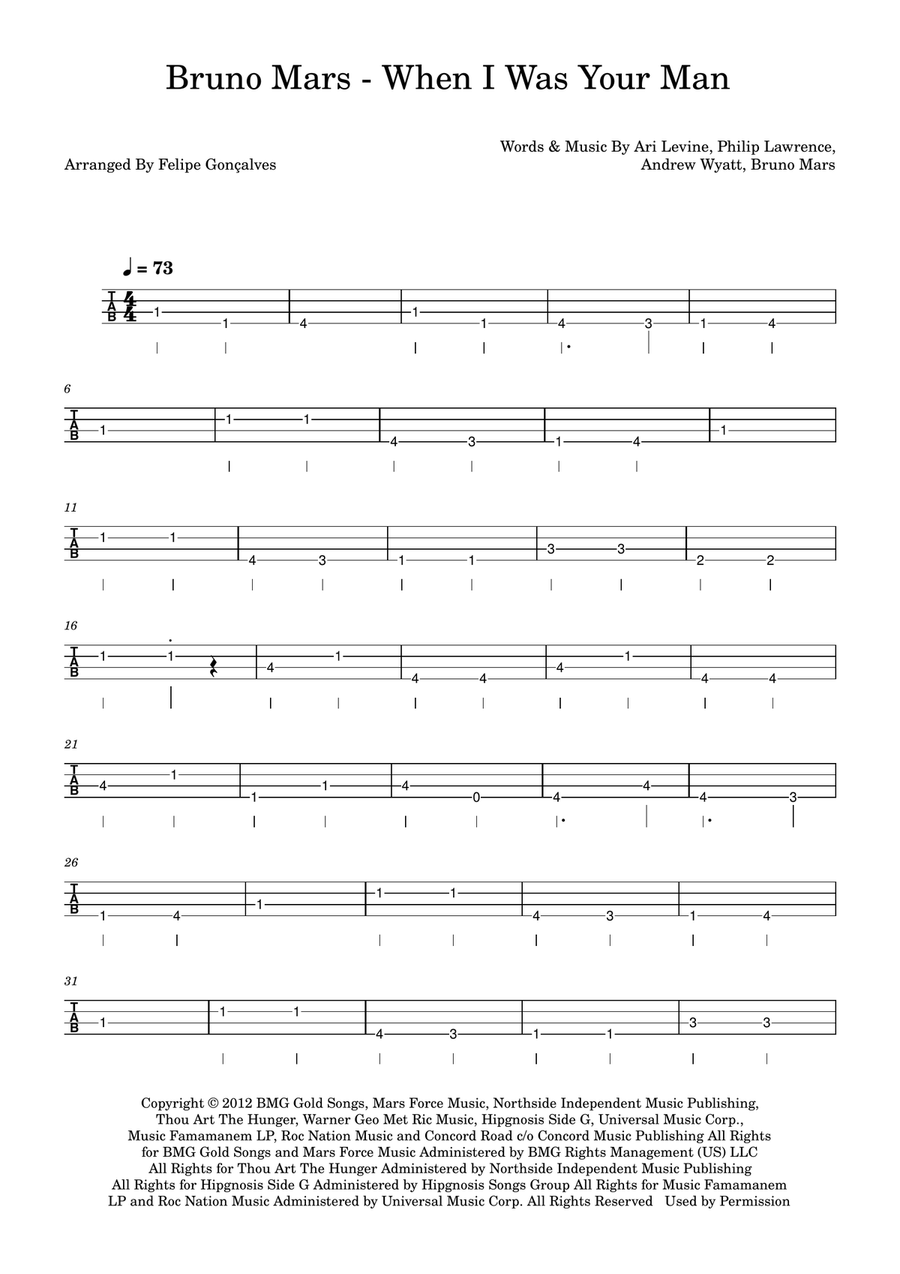 When I Was Your Man When I Was Your Man Acoustic Guitar scores gallery preview page 1