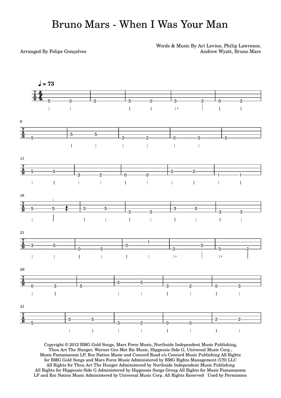 When I Was Your Man When I Was Your Man Acoustic Guitar scores gallery preview page 1