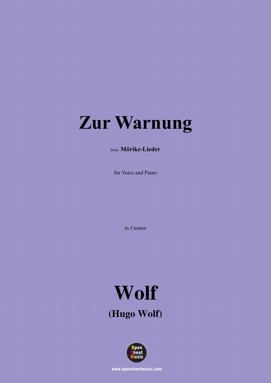 H. Wolf-Zur Warnung,in f minor Piano, Vocal scores gallery preview page 1