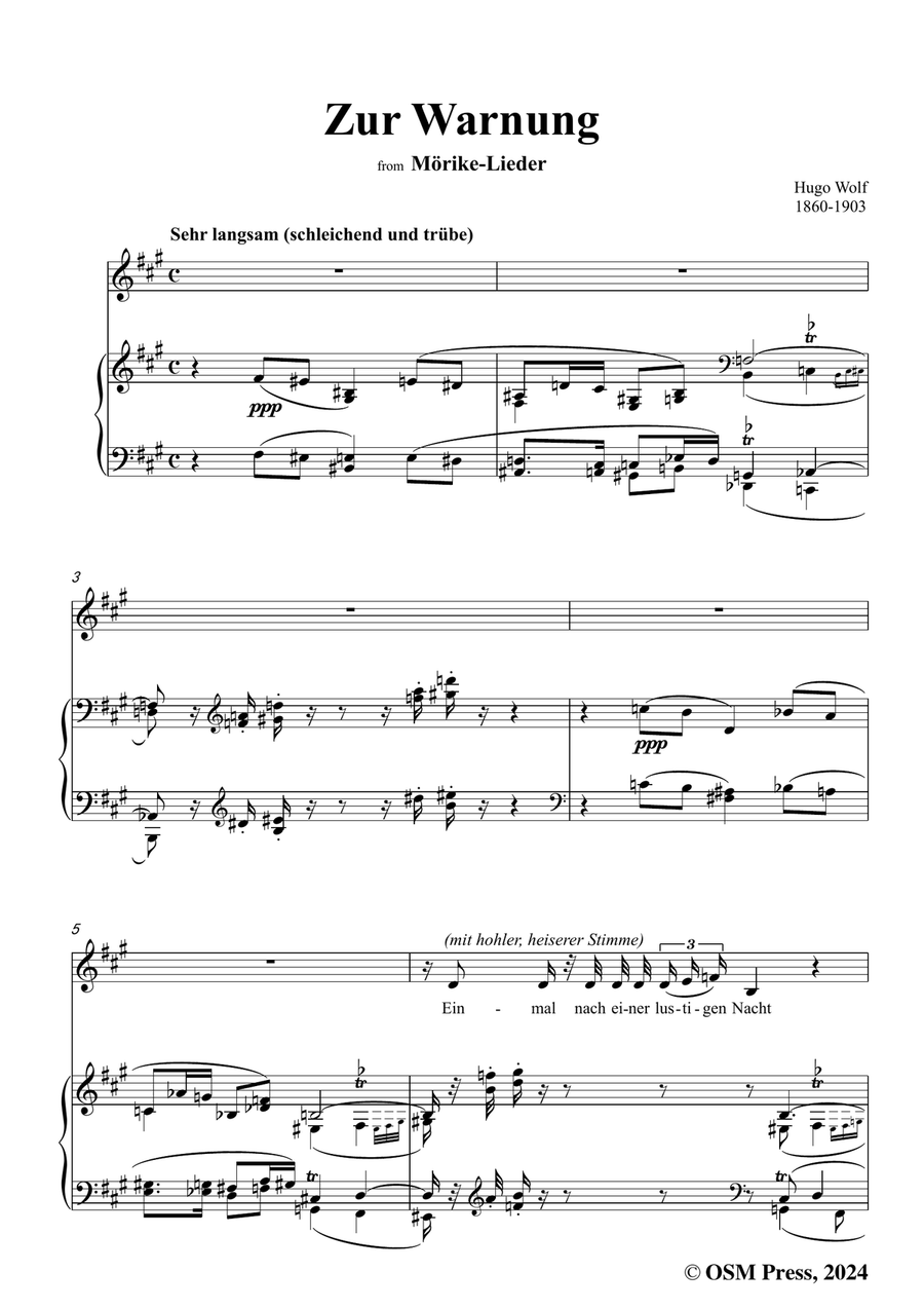 H. Wolf-Zur Warnung,in f sharp minor Piano, Vocal scores gallery preview page 3