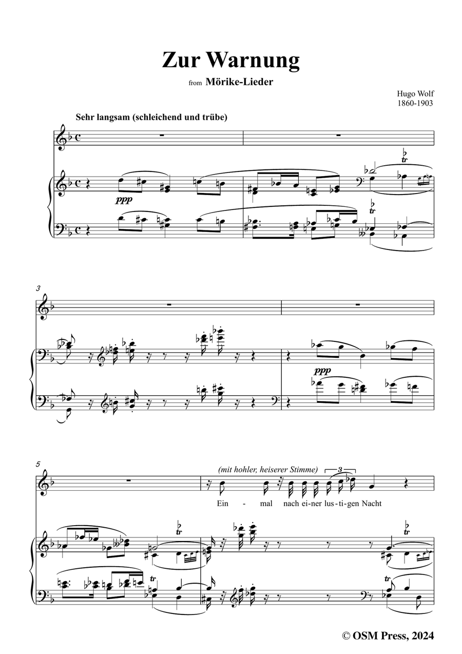 H. Wolf-Zur Warnung,in d minor Piano, Vocal scores gallery preview page 3
