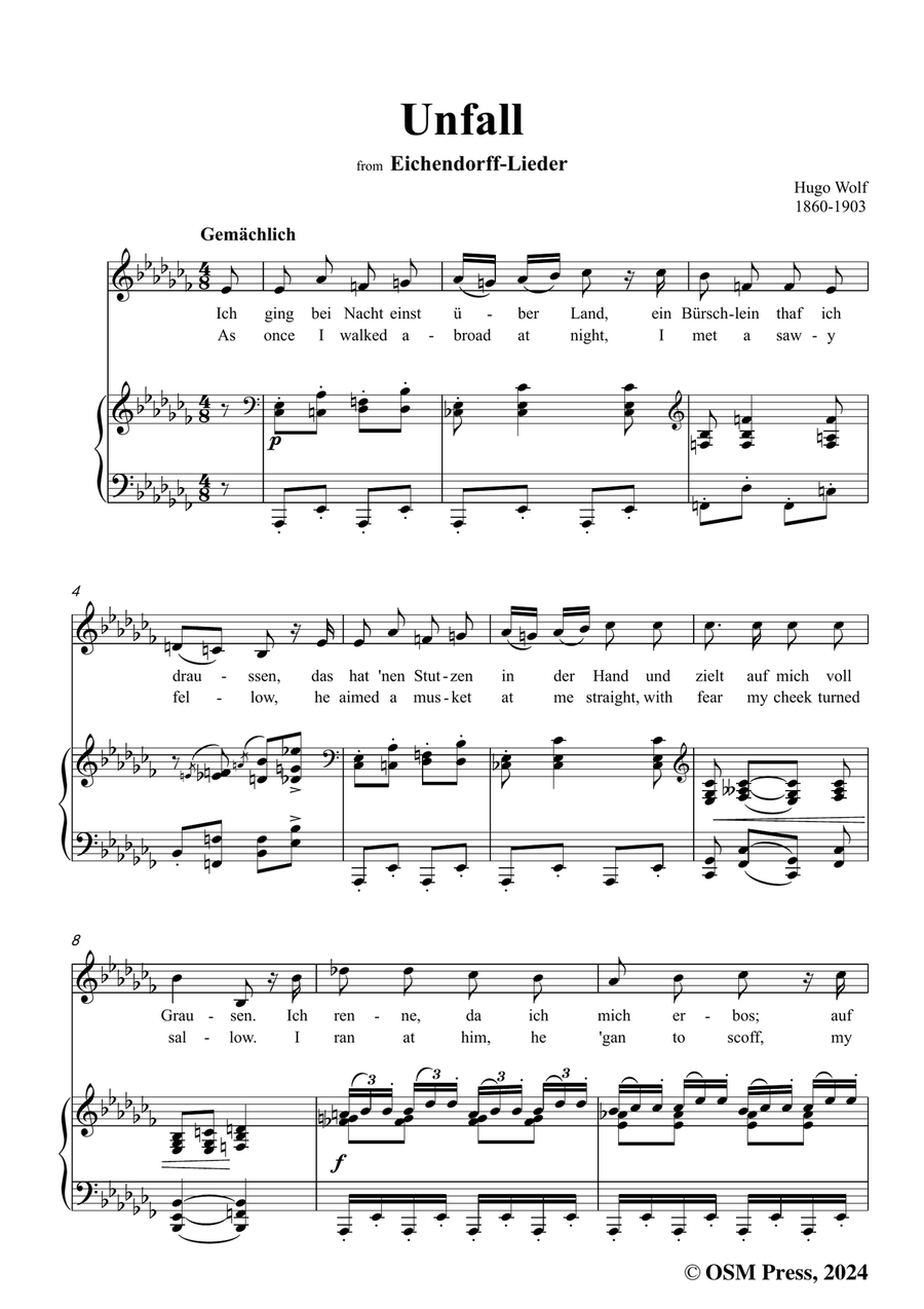 H. Wolf-Unfall,in a flat minor Piano, Vocal scores gallery preview page 3