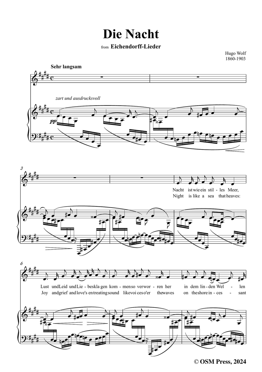 H. Wolf-Die Nacht,in c sharp minor Piano, Vocal scores gallery preview page 3