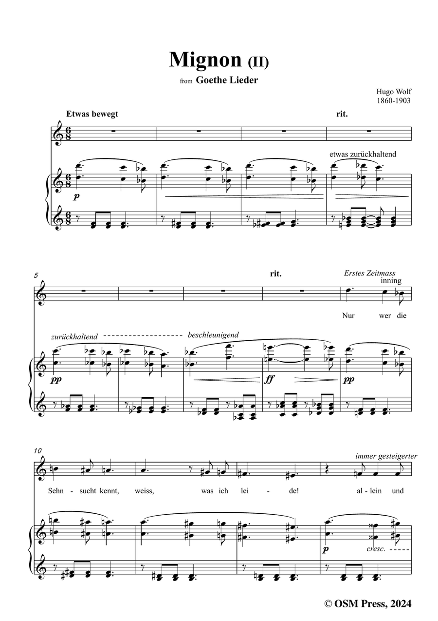 H. Wolf-Mignon II,in a minor Piano, Vocal scores gallery preview page 3