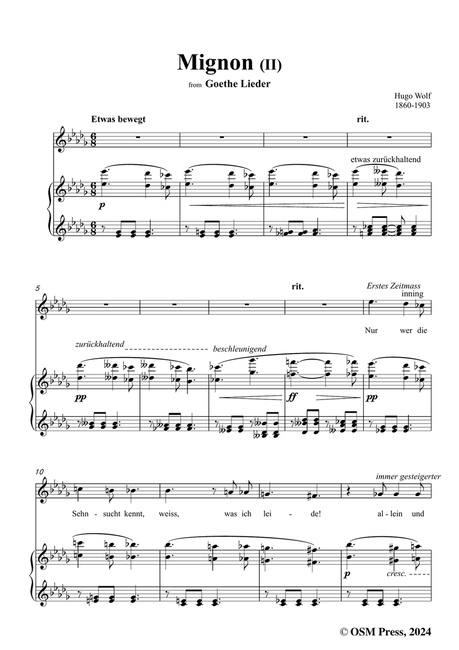 H. Wolf-Mignon II,in b flat minor Piano, Vocal scores gallery preview page 3