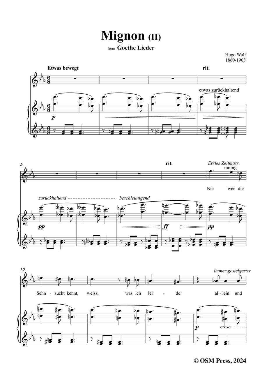H. Wolf-Mignon II,in c minor Piano, Vocal scores gallery preview page 3