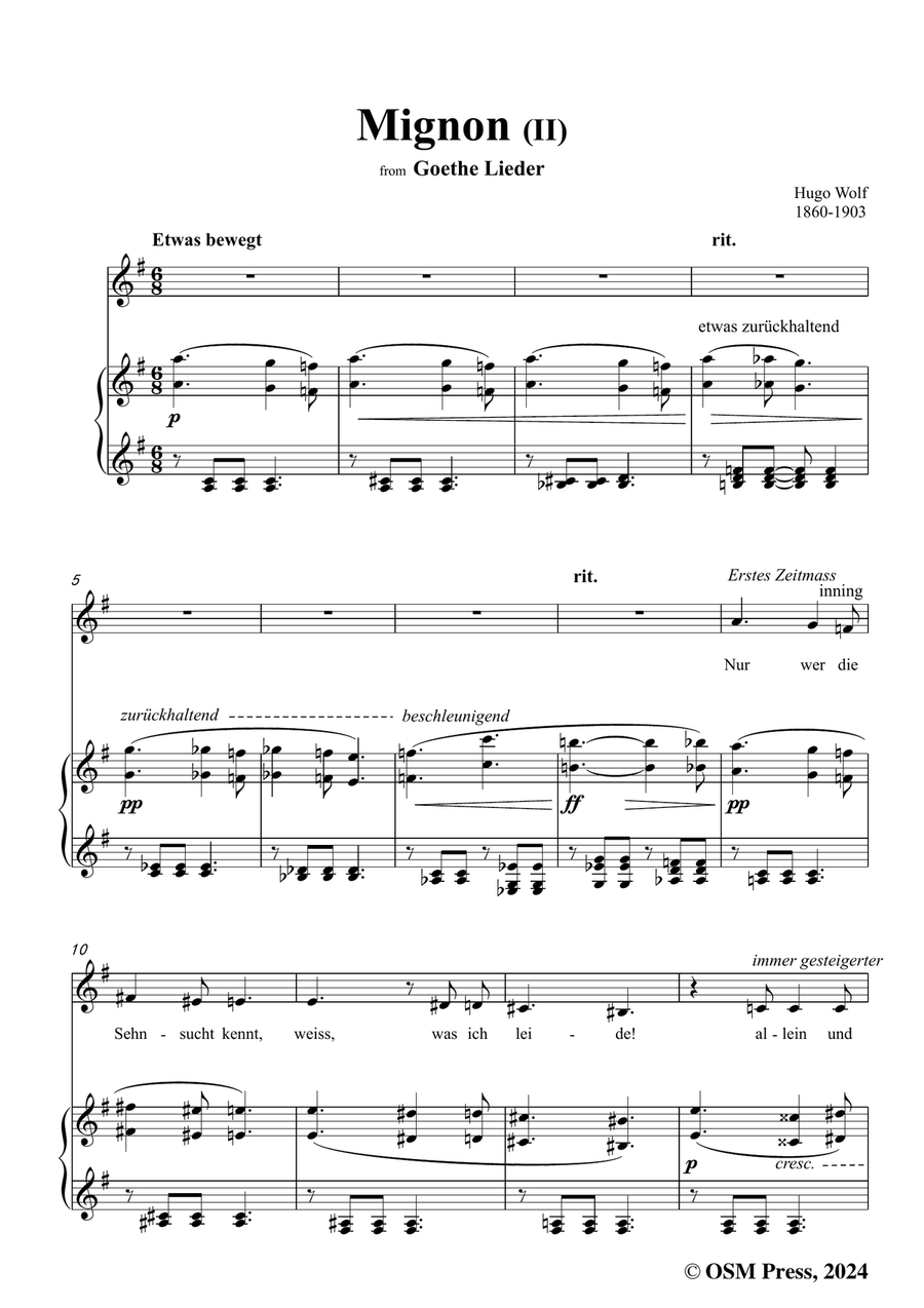 H. Wolf-Mignon II,in e minor Piano, Vocal scores gallery preview page 3