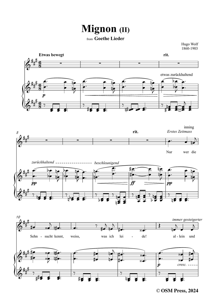 H. Wolf-Mignon II,in f sharp minor Piano, Vocal scores gallery preview page 3