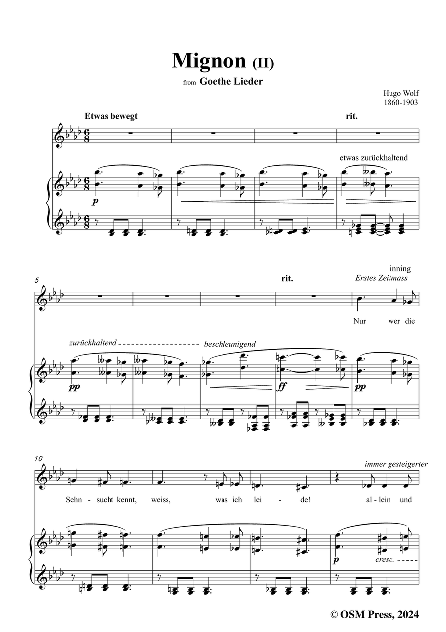 H. Wolf-Mignon II,in f minor Piano, Vocal scores gallery preview page 3