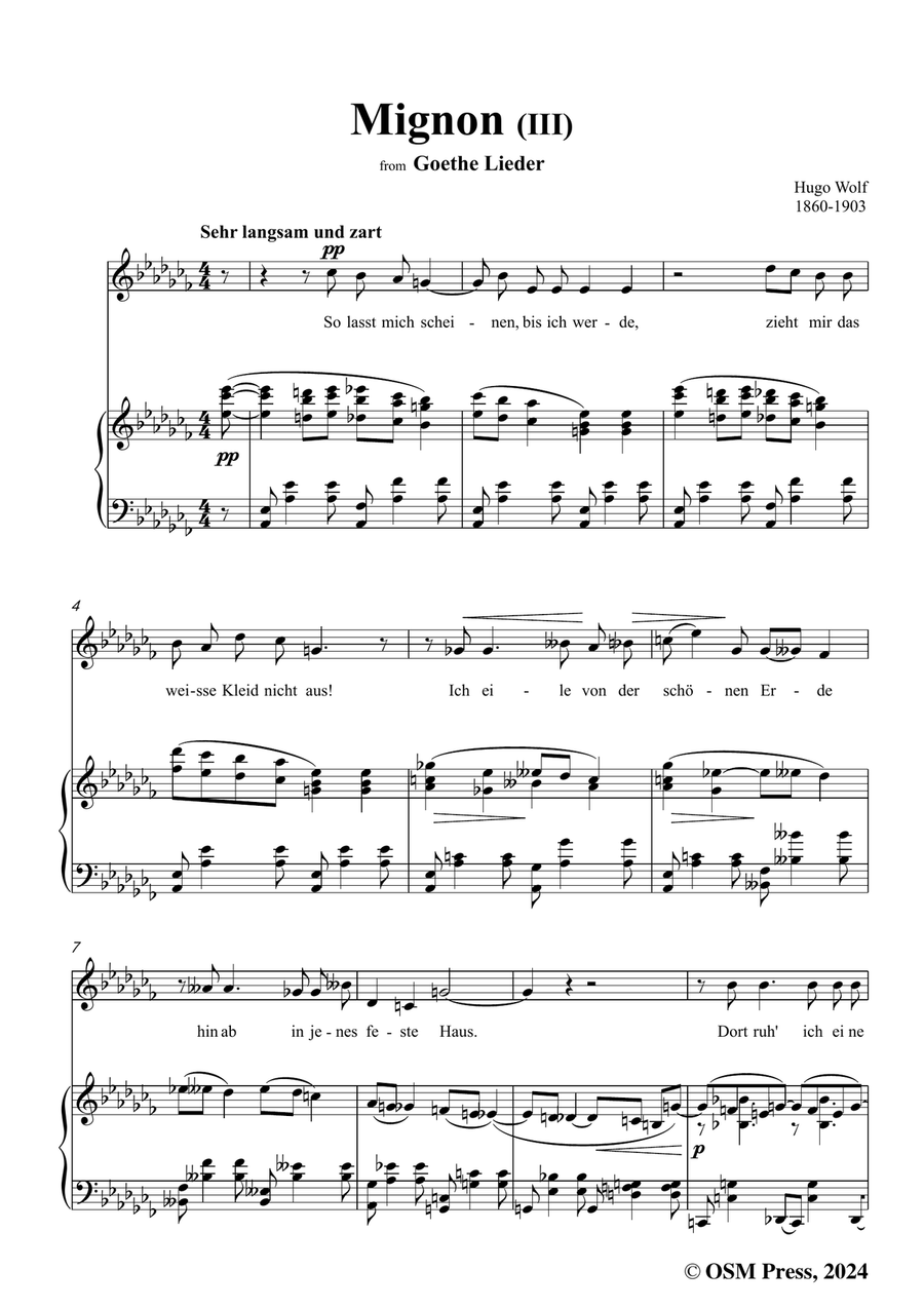H. Wolf-Mignon III,in a flat minor Piano, Vocal scores gallery preview page 3