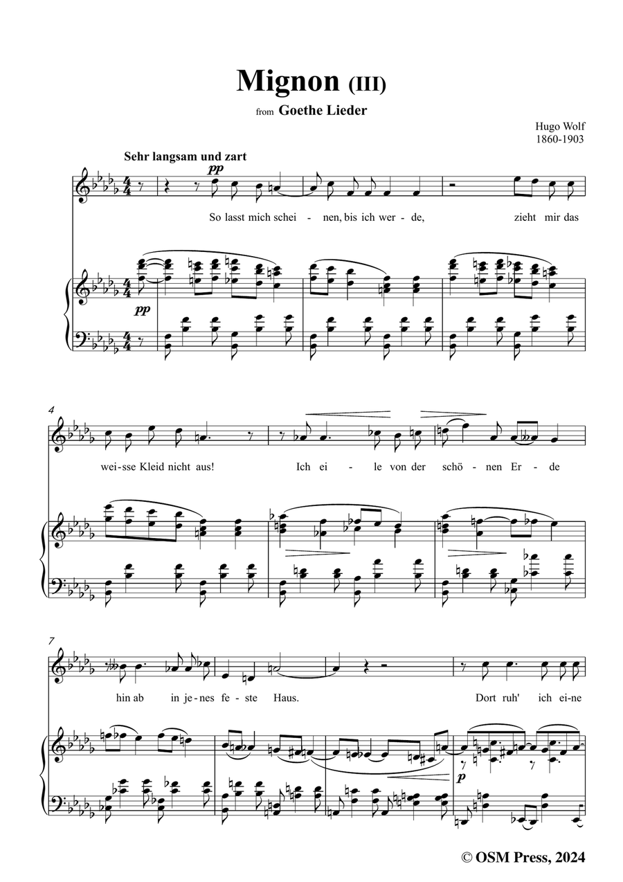 H. Wolf-Mignon III,in b flat minor Piano, Vocal scores gallery preview page 3