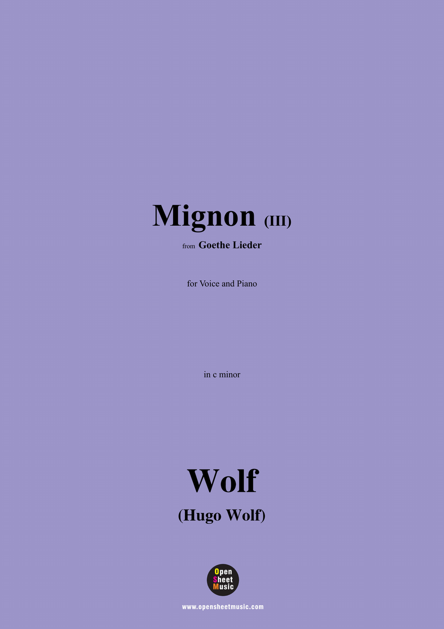 H. Wolf-Mignon III,in c minor Piano, Vocal scores gallery preview page 1