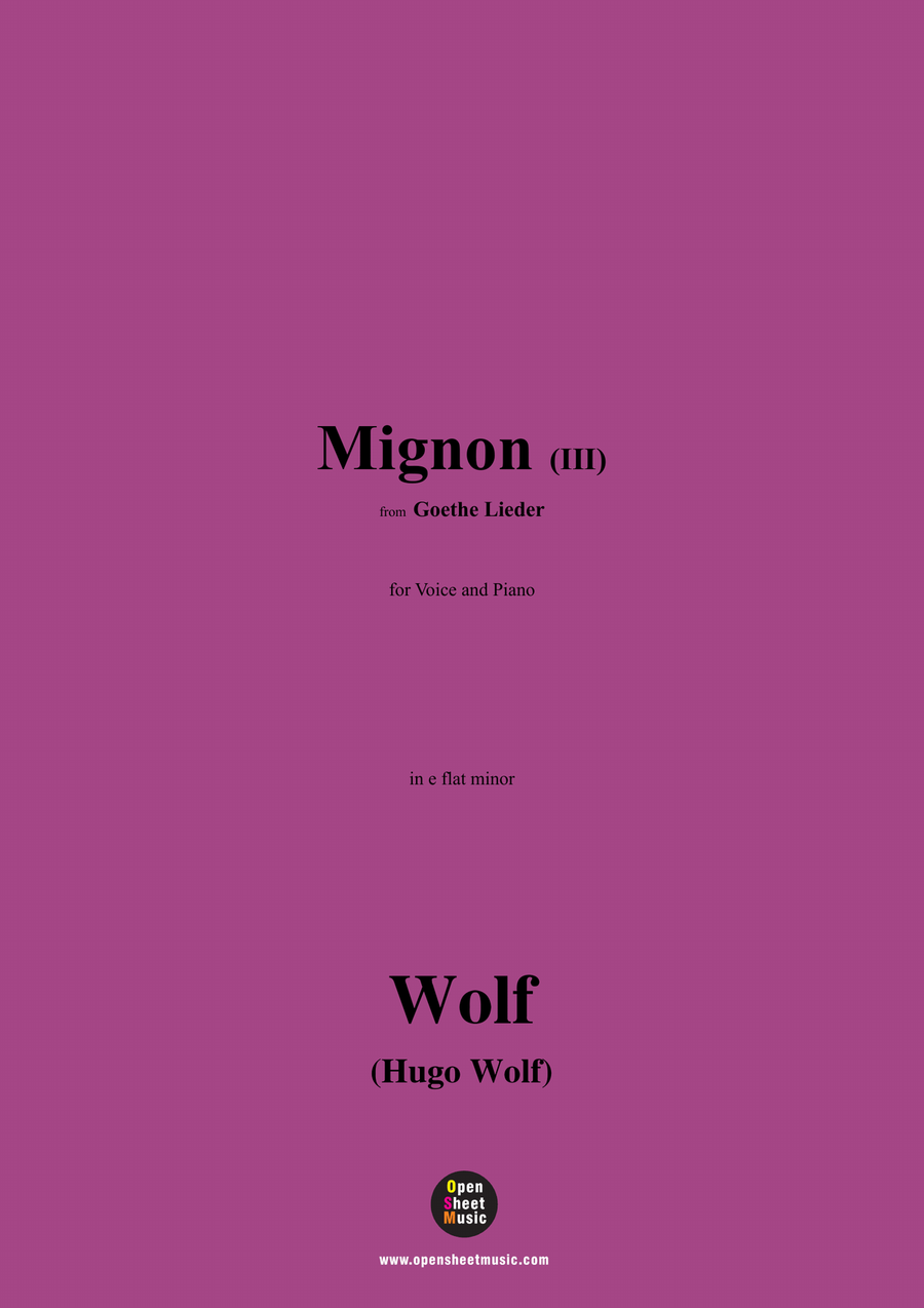 H. Wolf-Mignon III,in e flat minor Piano, Vocal scores gallery preview page 1