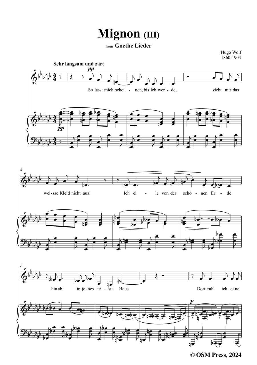 H. Wolf-Mignon III,in e flat minor Piano, Vocal scores gallery preview page 3