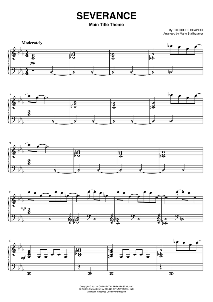 Severance - Main Title Theme Piano Solo scores gallery preview page 1