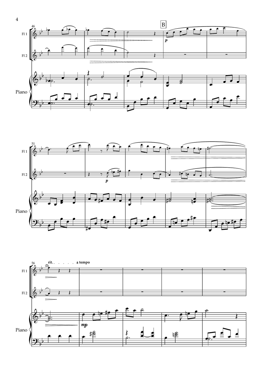 Sycamore Gap. Original for Flute Duet and Piano Flute Duet scores gallery preview page 5