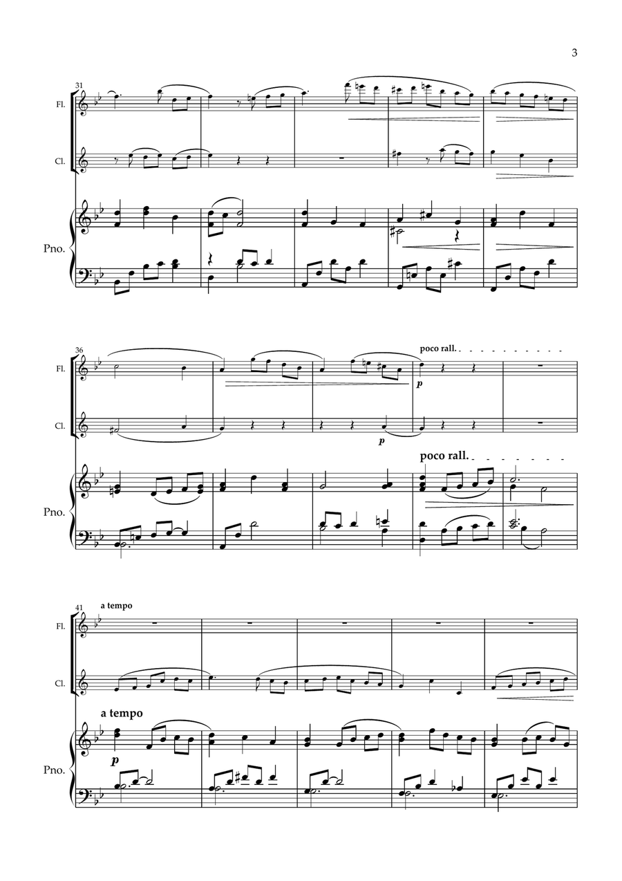 Sycamore Gap. Original for Flute, Clarinet and Piano Woodwind Duet scores gallery preview page 4