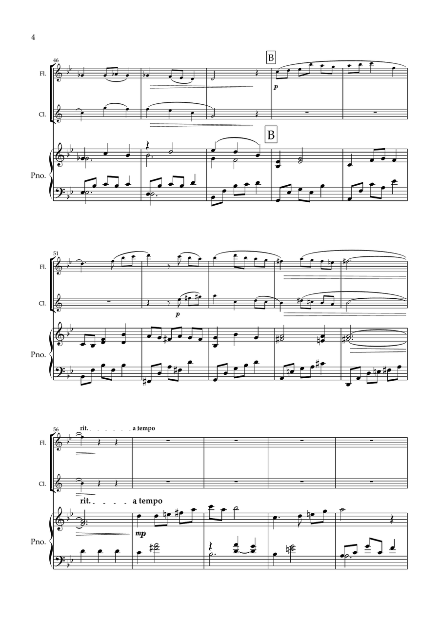 Sycamore Gap. Original for Flute, Clarinet and Piano Woodwind Duet scores gallery preview page 5