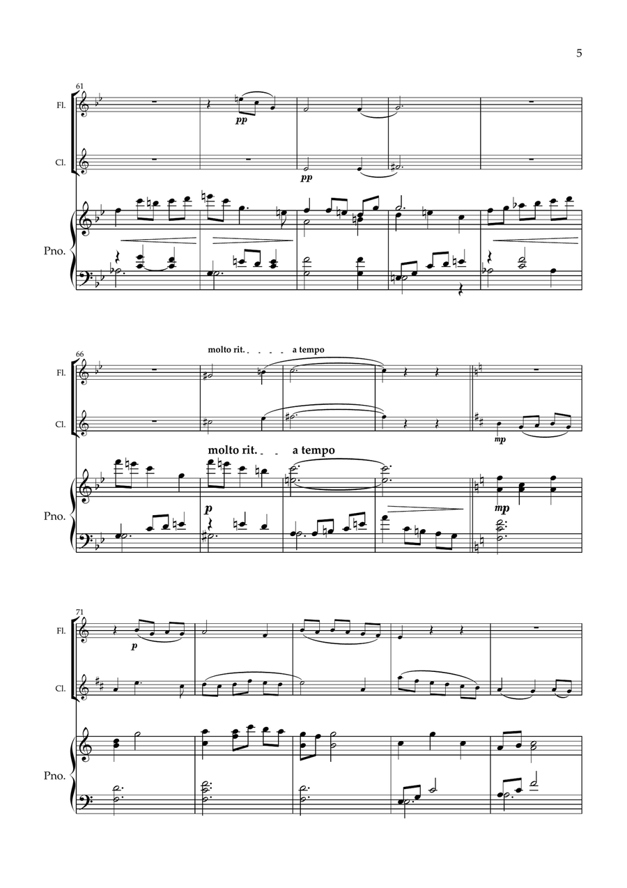 Sycamore Gap. Original for Flute, Clarinet and Piano Woodwind Duet scores gallery preview page 6