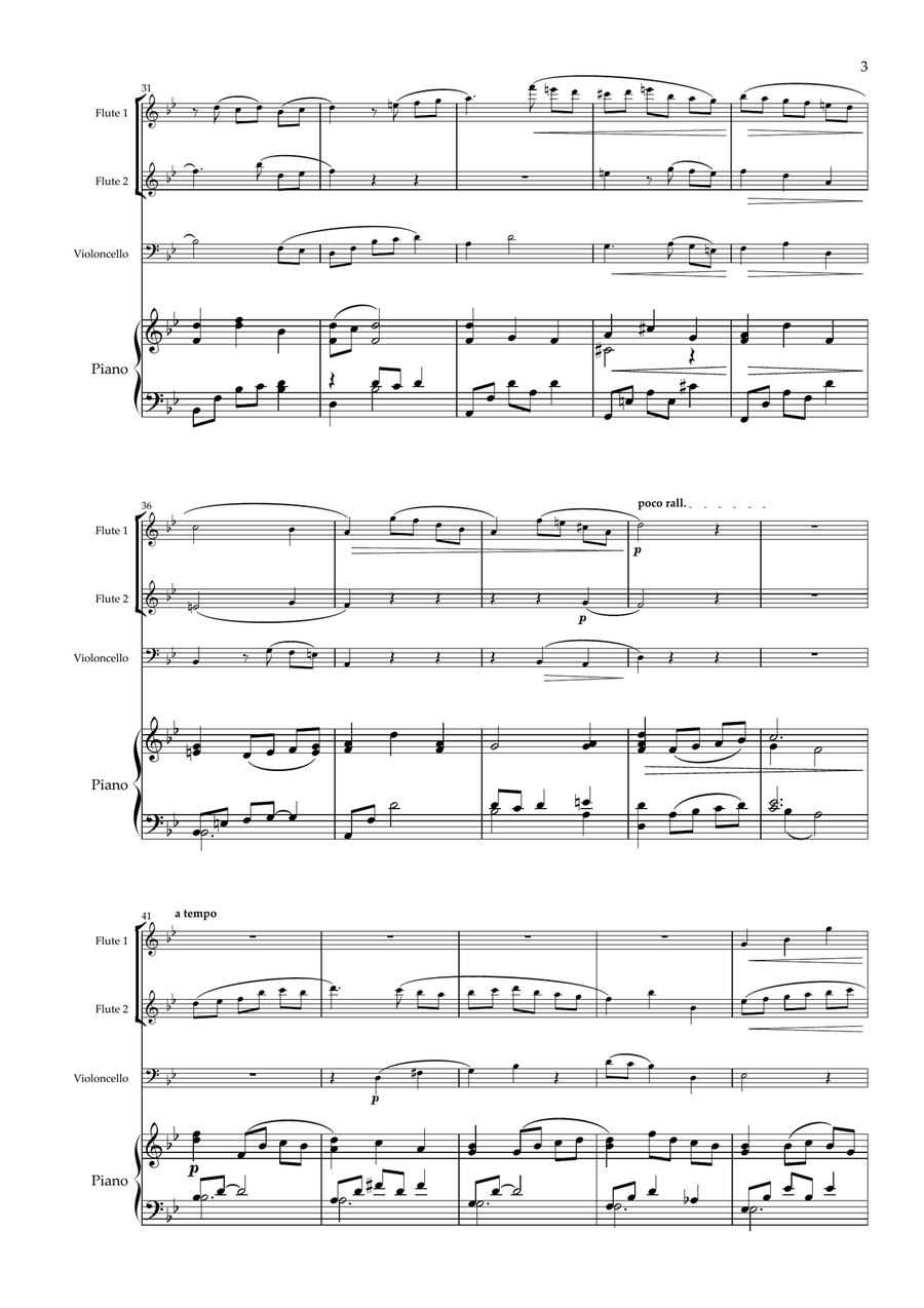 Sycamore Gap. Original for Mixed Quartet.( 2 Flutes, Cello and Piano) Small Ensemble scores gallery preview page 4