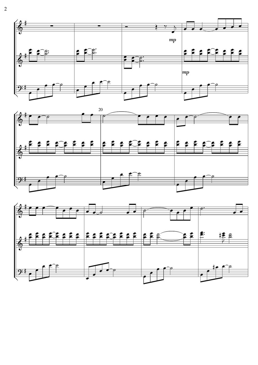 A Quiet Place - solo for Flute (or Oboe) with piano accompaniment (American folk song, Shenandoah) Flute Solo scores gallery preview page 3