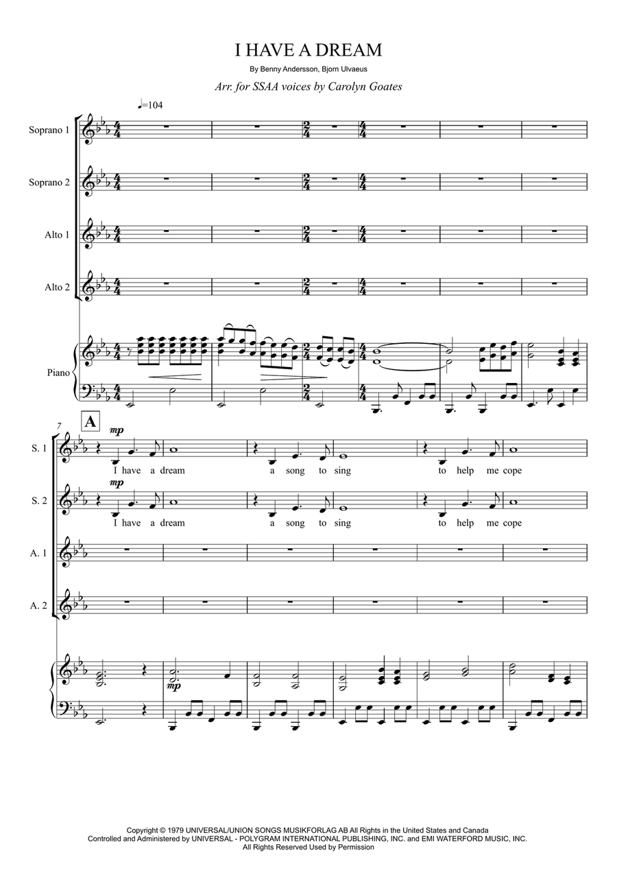 I Have A Dream SSAA scores gallery preview page 1