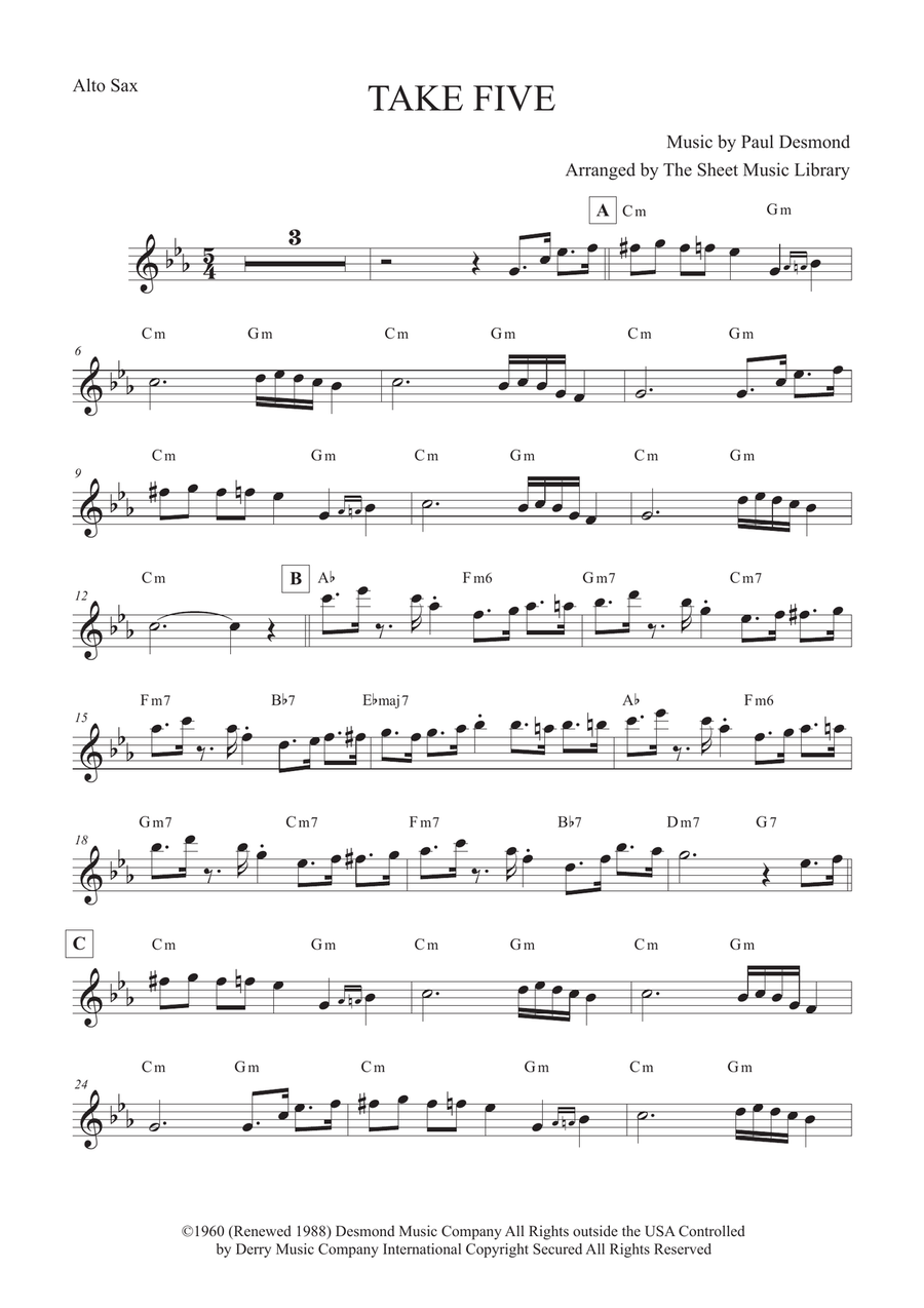 Take Five Take Five Alto Saxophone scores gallery preview page 1