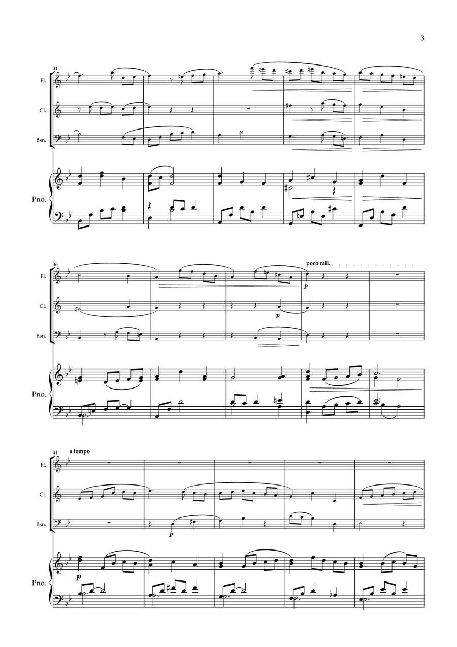 Sycamore Gap. Original for Wind Trio and Piano. (Flute, Clarinet, Bassoon and Piano) Small Ensemble scores gallery preview page 4