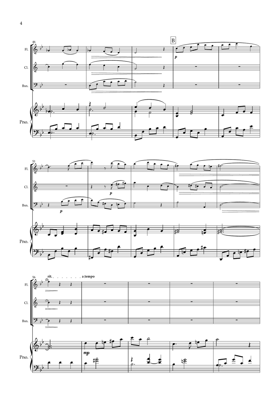 Sycamore Gap. Original for Wind Trio and Piano. (Flute, Clarinet, Bassoon and Piano) Small Ensemble scores gallery preview page 5