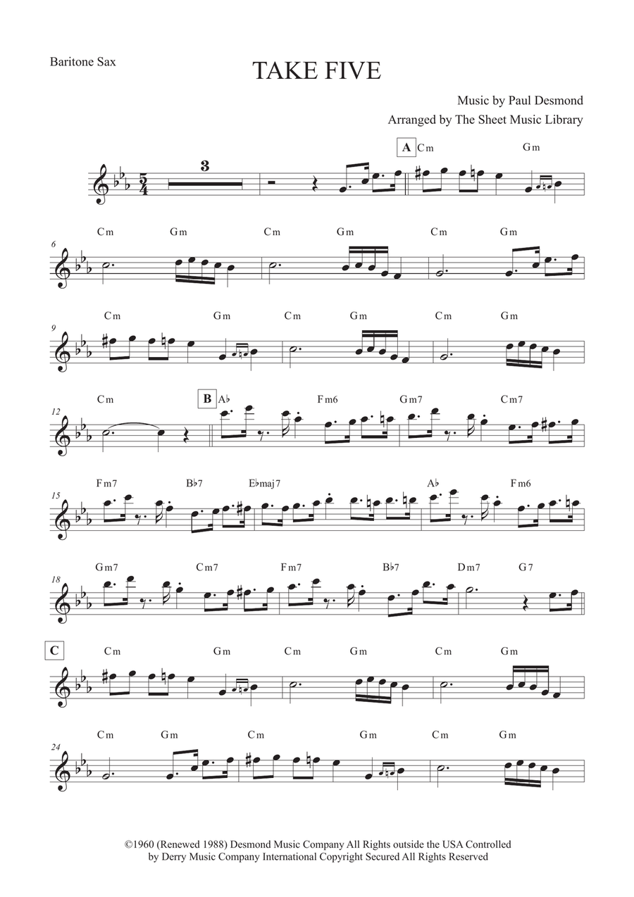 Take Five Take Five Baritone Saxophone scores gallery preview page 1